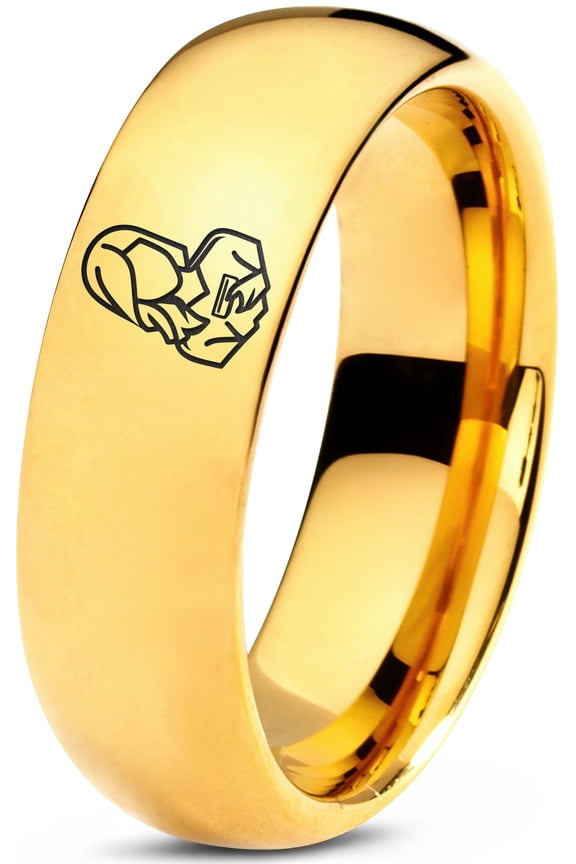 Gamer Gold Purity Ring Tungsten Mens Rings Large Unique Mothers Day Gift Royal Blue Mom