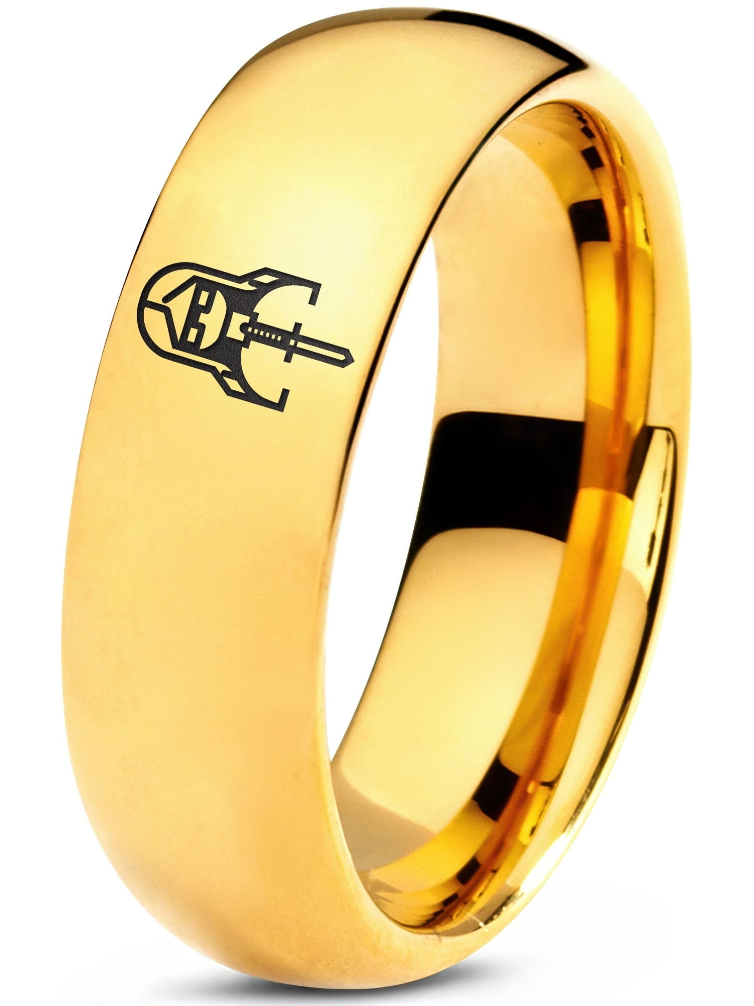 Gamer Gold Stackable Rings Tungsten Graduation Wedding Bands Women ...