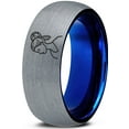 thumbnail image 1 of Gamer Grey Dome Ring Gift for Him Tungsten Boho Jewelry Custom Rings Fingerprint Mom Men, 1 of 7