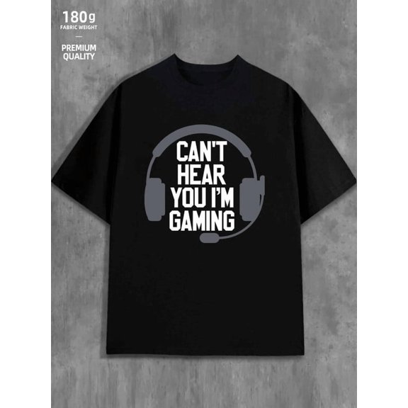 Gamer Headset Tee for men games 180G 100% Cotton black merch game Retro Unisex Shirt Cotton tshirts Classic Unisex Shirt Short Sleeve tshirts Classic Unisex Shirt Printed tshirts