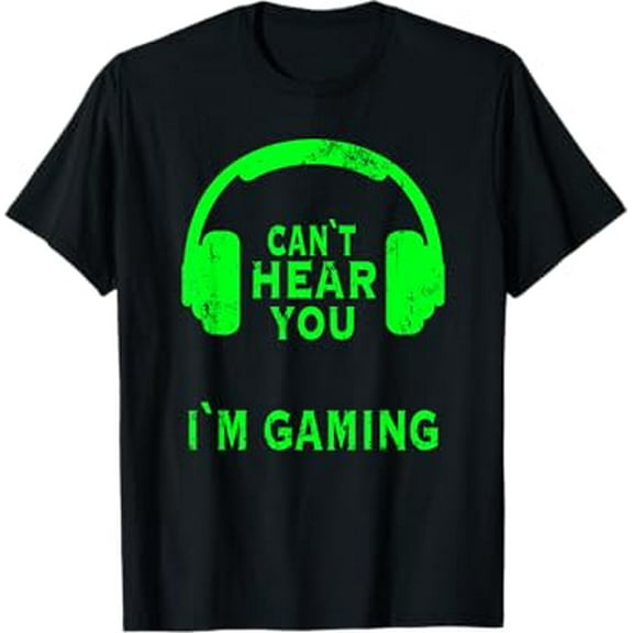 Gamer Headset saying Gaming Kids - Can't Hear You I'm Gaming T-Shirt