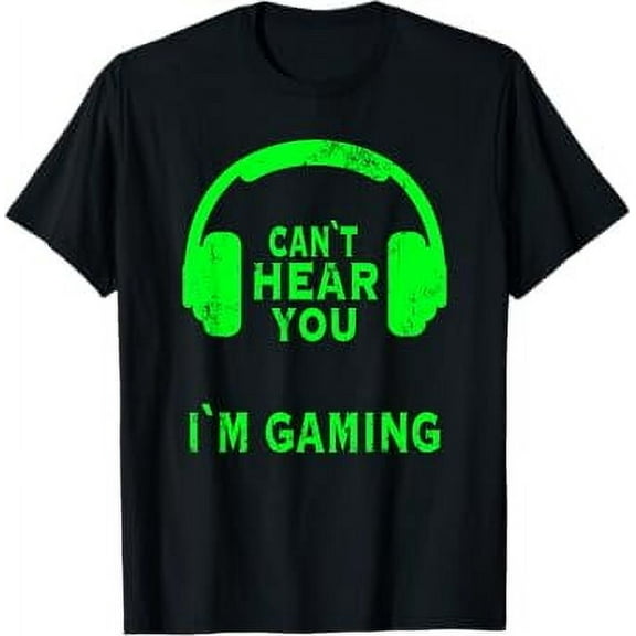 Gamer Headset saying Gaming Kids - Can't Hear You I'm Gaming T-Shirt