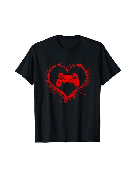 Gamer Heart Valentines Day Video Games Boys Kids Teens T-Shirt
