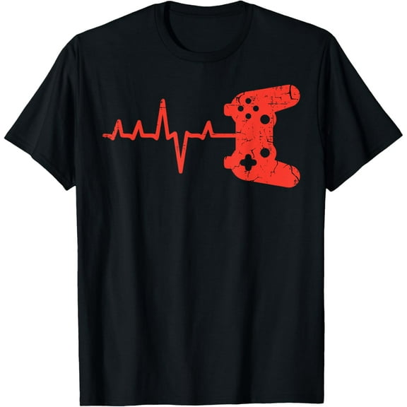 t-shirt Gamer Heartbeart Game Controller Video Gaming Men Boys Kids T-Shirt mens，black，women，funny，men，journey，Crew Neck, Short Sleeve,printing