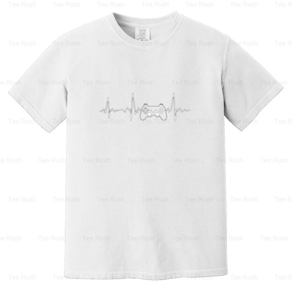 Gamer Heartbeat Funny Fun Video Game Gift Gamer Player EKG Line Humor, Comfort Color T-Shirt Unisex, up to 4XL