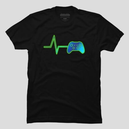 Gamer Heartbeat Funny Video Game EKG Line - Great Gift Idea, H15410 T-Shirt, for Men and Women, Up to Size 5XL