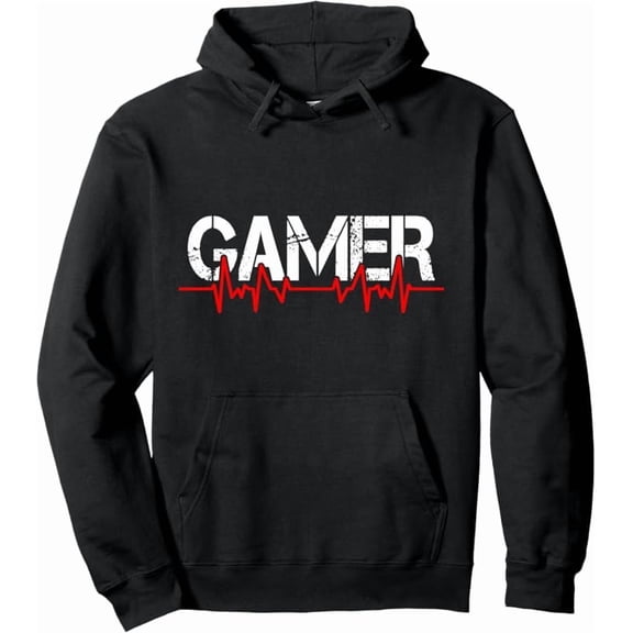 Gamer Heartbeat Gaming Lover Video Games Player Boys Men Pullover Hoodie