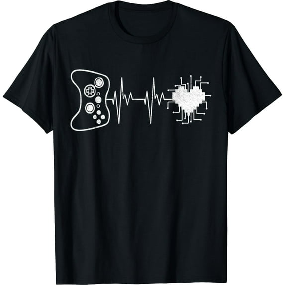 Gamer Heartbeat Video Game Controller Gaming Boys Teens Gift T-Shirt
