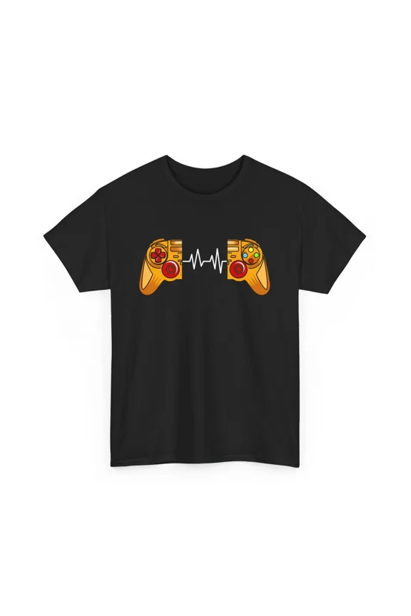 Gamer Heartbeat Video Game Controller Pulse Unisex T-Shirt, S-5XL