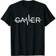 thumbnail image 1 of Gamer Heartbeat Video Games Graphic T-Shirt Black 4X-Large, 1 of 4