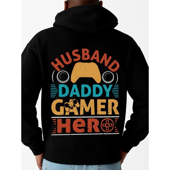 Gamer Husband Hero 1 pack Matching Couple Hoodies machine washable black Winter wear, vintage style, comfortable fit, patterned sweatshirt, streetwear lovers Basic Unisex hoodie