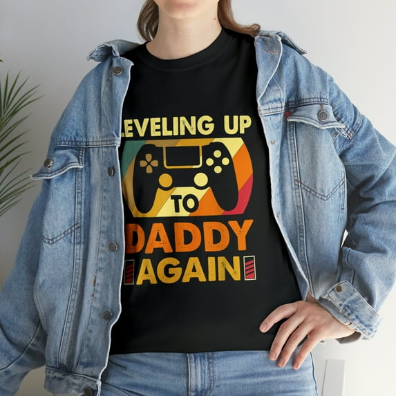 Gamer Leveling Up To Daddy Again Pregnancy Announcement T-Shirt