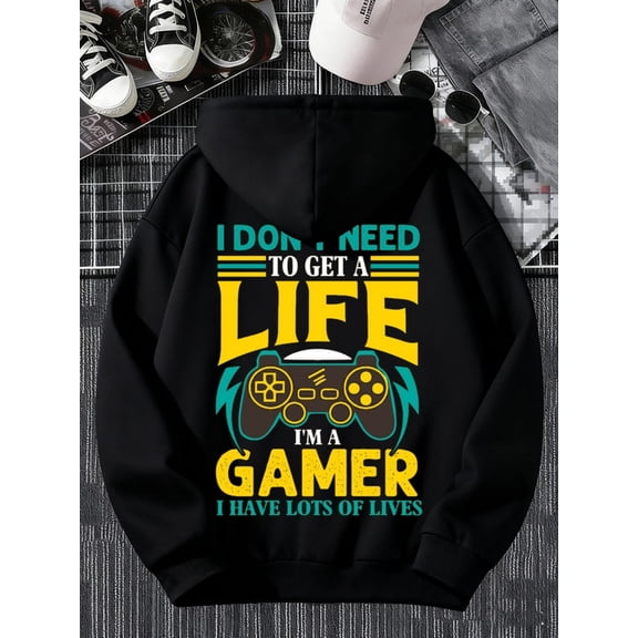 Gamer Life Hoodie funny hoodies games men's funny hoodies black Stylish Autumn/Winter Outerwear halloween streetwear funny high quality casual game over game Basic Unisex hoodie