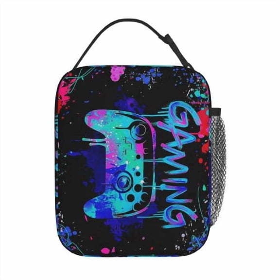 Gamer Lunch Box for Boys, Insulated Reusable Video Game Lunch Bag Portable Waterproof Leakproof Gaming Lunch Tote Bag Game boy Lunch Box for School Picnic Travel Back to School Gifts