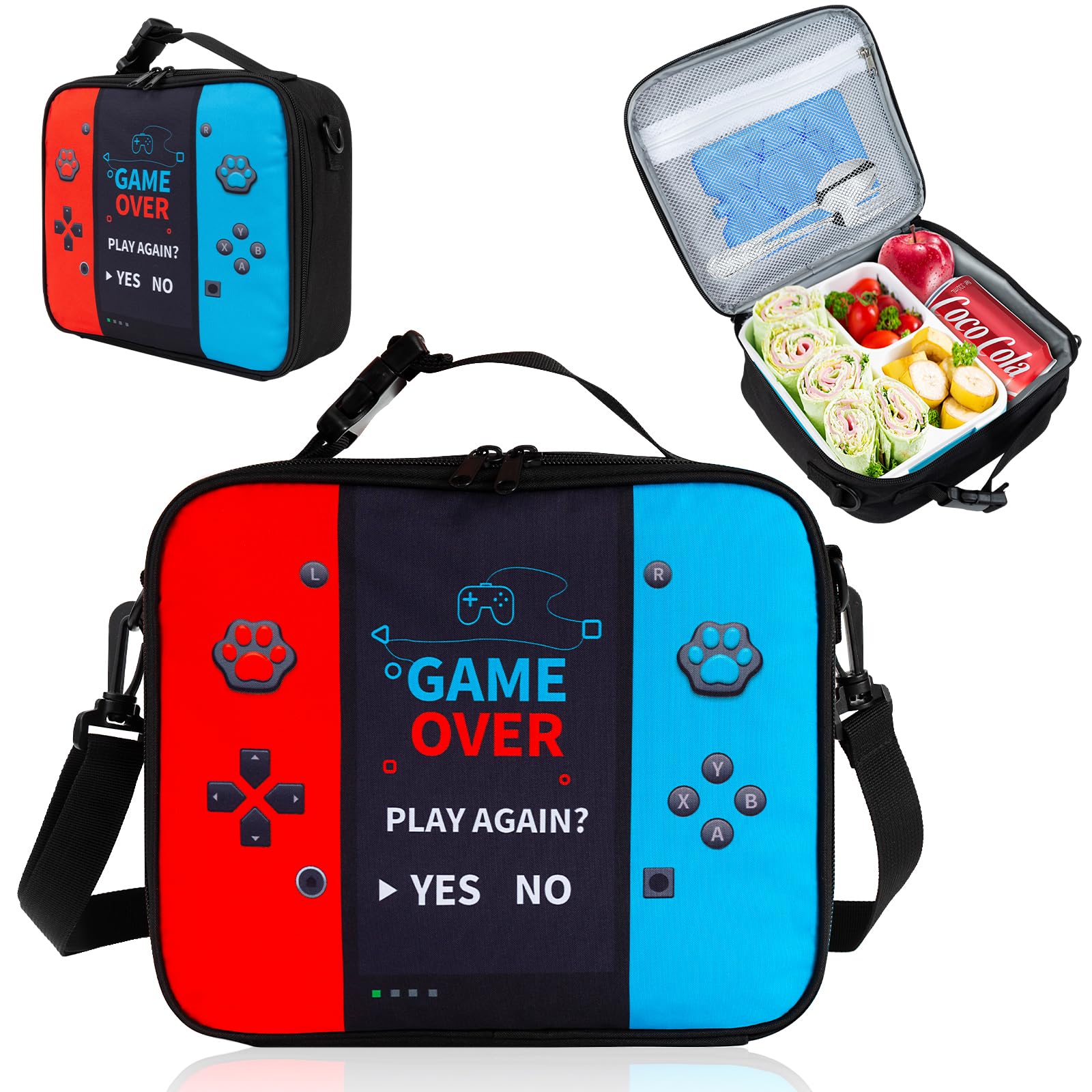 Gamer Lunch Box for s s, Insulated Thermal Bag with Name Tag, Spacious ...