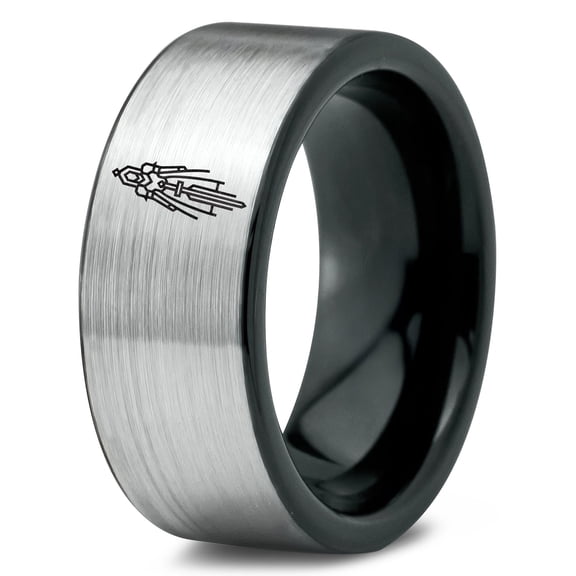 Gamer Tungsten Mothers Day Gifts Black and Grey Tungsten Ring Women Mama Gift for Bride Couple Rings Set Unique