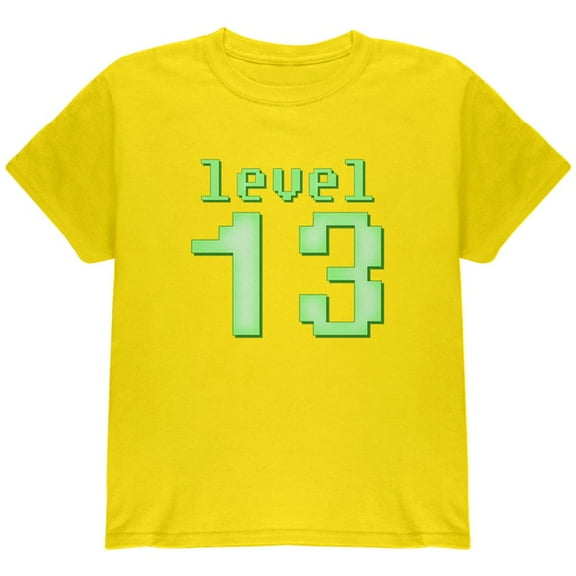 Gamer Milestone Birthday Level 13 Youth T Shirt Yellow YMD