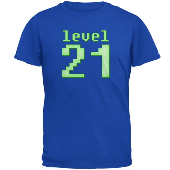 Gamer Milestone Birthday Level 21 Mens Soft T Shirt Royal LG