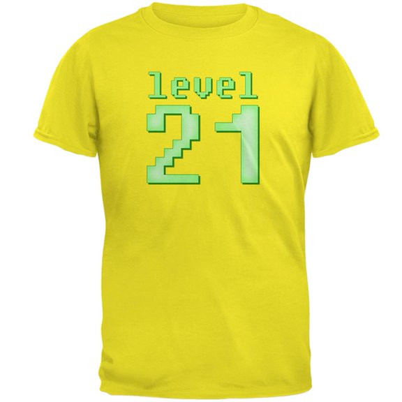 Gamer Milestone Birthday Level 21 Mens T Shirt Bright Yellow MD