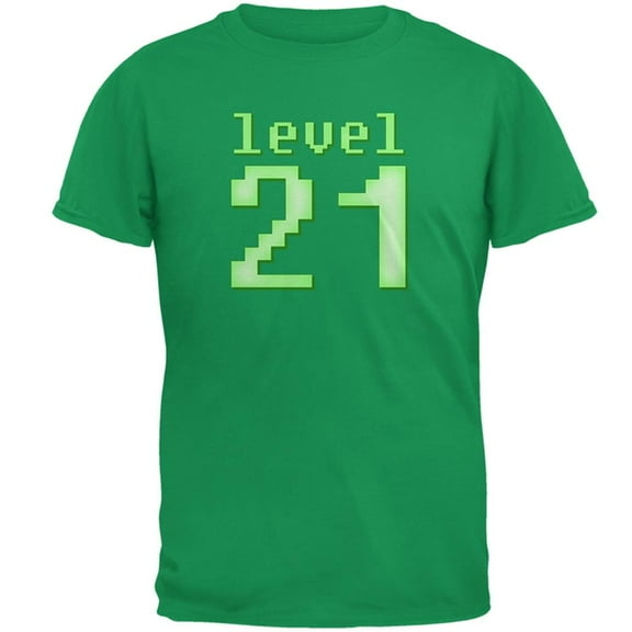 Gamer Milestone Birthday Level 21 Mens T Shirt Irish Green 2XL