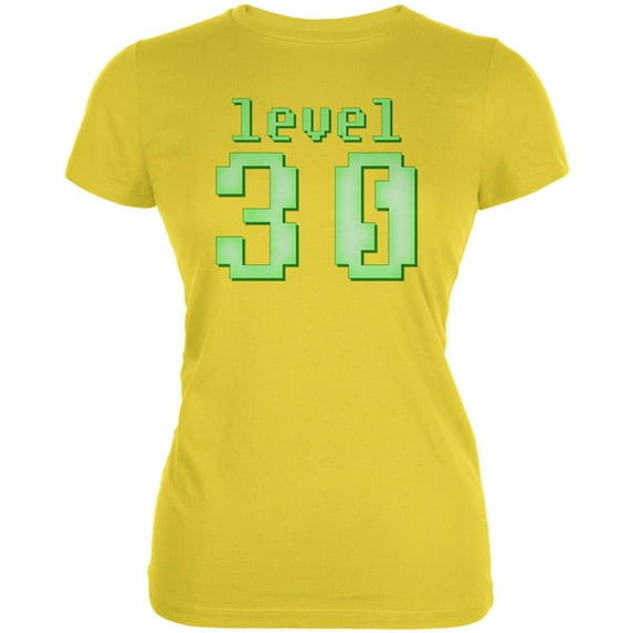 Gamer Milestone Birthday Level 30 Juniors Soft T Shirt Bright Yellow MD