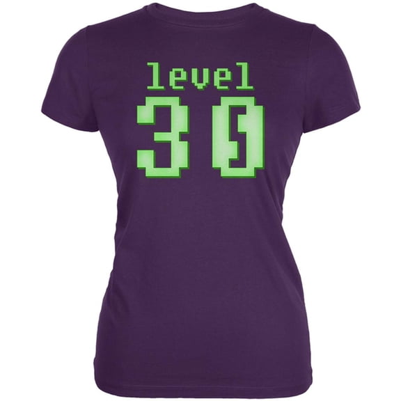 Gamer Milestone Birthday Level 30 Juniors Soft T Shirt Purple 2XL
