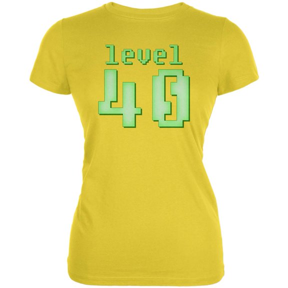 Gamer Milestone Birthday Level 40 Juniors Soft T Shirt Bright Yellow MD