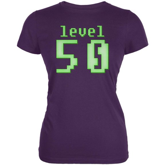 Gamer Milestone Birthday Level 50 Juniors Soft T Shirt Purple MD