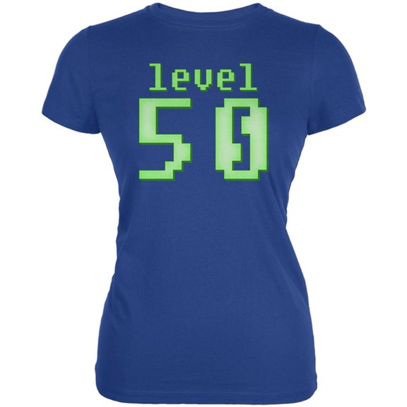 Gamer Milestone Birthday Level 50 Juniors Soft T Shirt Royal SM