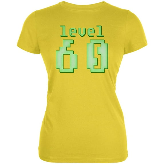 Gamer Milestone Birthday Level 60 Juniors Soft T Shirt Bright Yellow LG