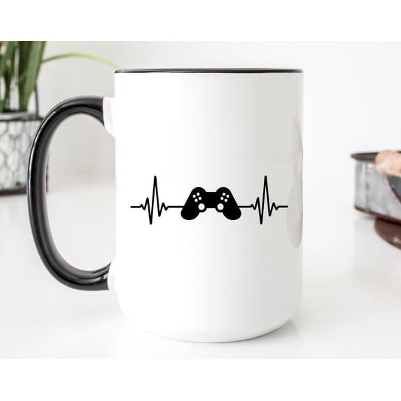 Gamer Mug Joystick Heartbeat Mug Online Gaming Gift For Her Gamer Gift For Him Gift For Ga