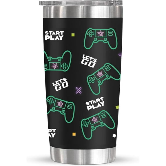 Gamer Mug Tumbler Gifts for Teen Boys- Gaming Gamepad Presents for Teens Men Son Dad Boyfriend Husband Father Easter Birthday Christmas Video Game Controller Cup 20oz Tumbler Stainless Steel