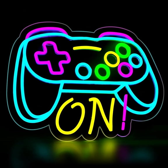 Gamer Neon Sign for Boys Gaming Room Wall Decor, Gifts for Teen , Video Light for Men, Gamepad Shaped Dimmable Neon Lamp Room Accessories (16 X 12.5 )