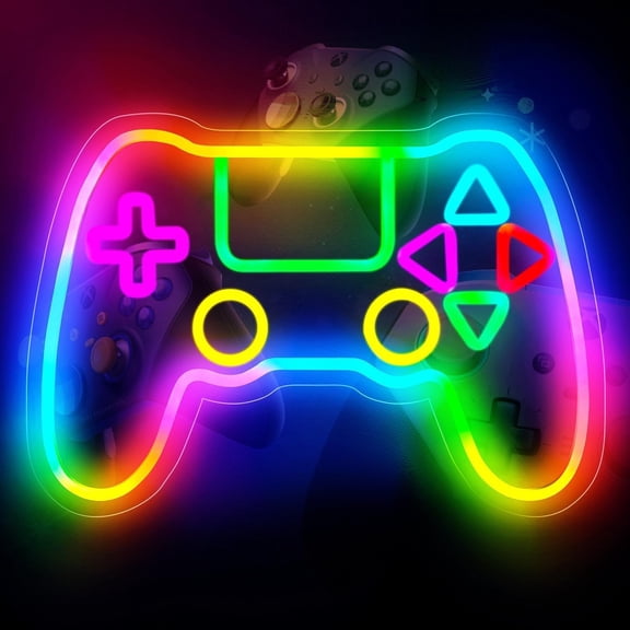 Gamer Neon Sign, Controller Gamepad Gaming Neon Light Sign for Gamer Room Wall Decor, Scrolling Color Changing Flashing Modes, Video Gifts for Teens, Boys, ,