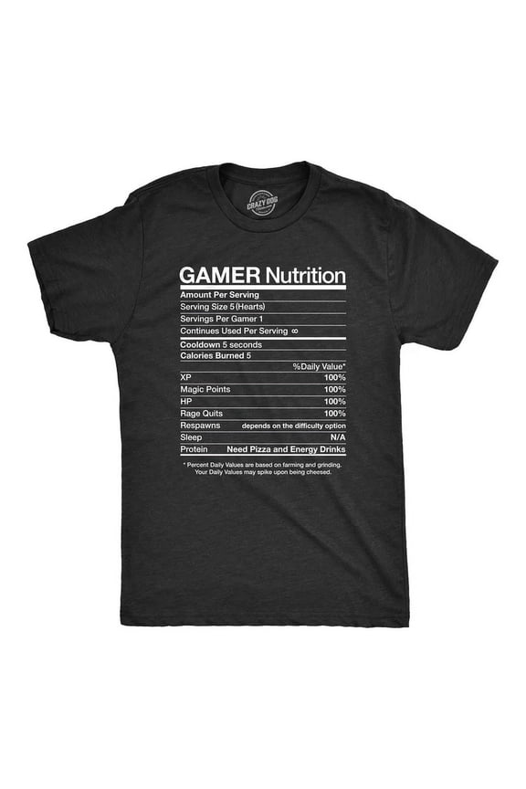 Gamer Nutrition Funny Nerdy Saying Gift For Him Video Gaming T-Shirt Unisex S-5XL Hot Trending Shirt, Vintage Birthday Gift