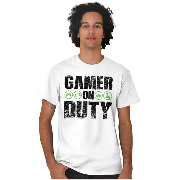 Gamer On Duty Video Games Nerdy Geeky Men's Big & Tall Crewneck Graphic Tee Brisco Brands 2X
