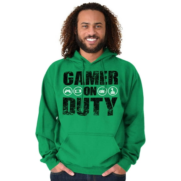 Gamer On Duty Video Games Nerdy Geeky Men's Big & Tall Graphic Hoodie Brisco Brands 3X
