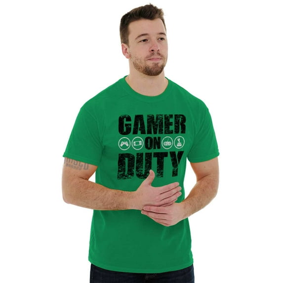 Gamer On Duty Video Games Nerdy Geeky Men's Graphic T Shirt Tees Brisco Brands S