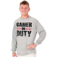 thumbnail image 1 of Gamer On Duty Video Games Nerdy Geeky Men's Long Sleeve Tee T Shirt Brisco Brands L, 1 of 6