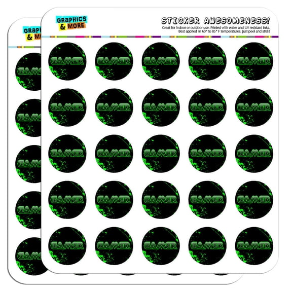 Gamer Paint Splatter Gaming Geek 1" Scrapbooking Crafting Stickers