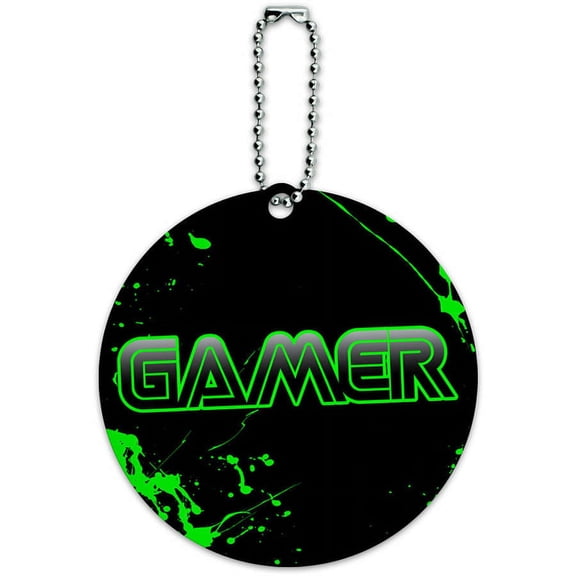 Gamer Paint Splatter Gaming Geek Round Luggage ID Tag Card for Suitcase or Carry-On