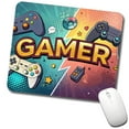 thumbnail image 1 of Gamer Retro Gaming Controllers Illustration Mouse Pad Low Profile Gaming Mat, 1 of 7