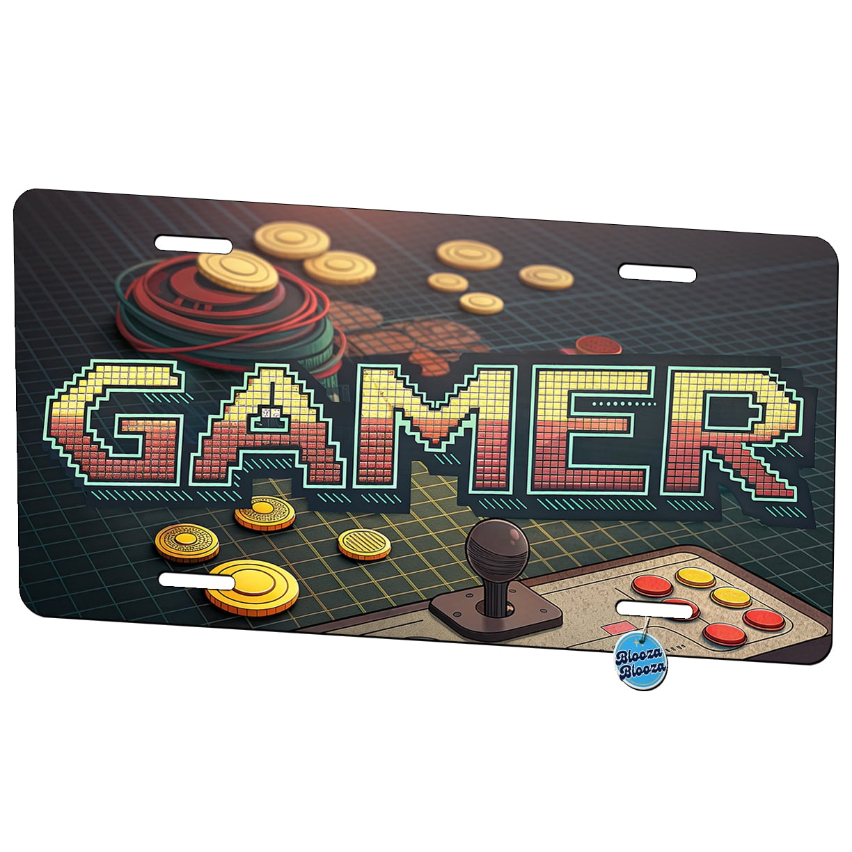 Gamer Retro Pixel Arcade Controller Metal Novelty License Plate ...