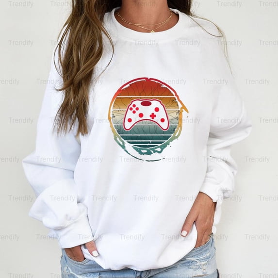 Gamer Retro Vintage Video Game Graphic Unisex Sweatshirt - Relaxed Look M392255, Up to Size 5XL