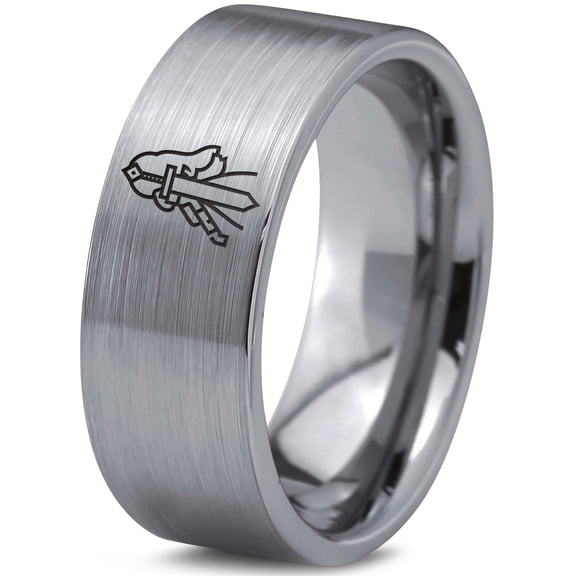 Thin Grey Wedding Band Gamer Tungsten Mens Ring Statement Rings Customized Gifts Initial Jewelry