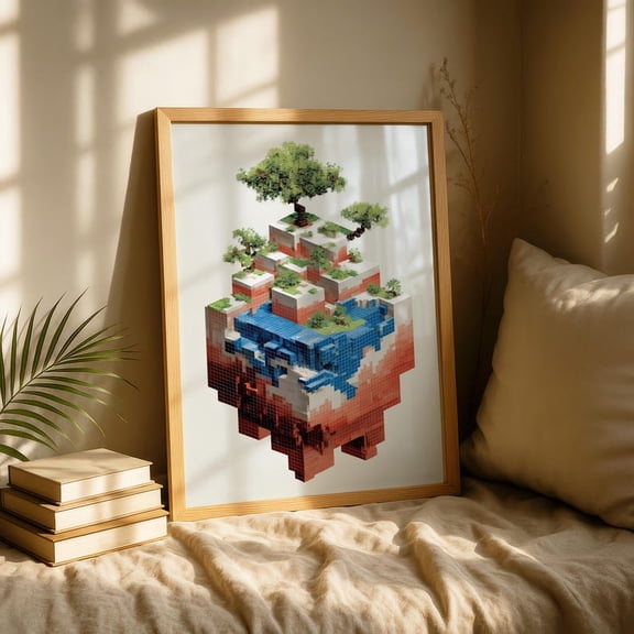 Gamer Room Decor Print – Minecraft Wall Art Poster 8x12 UNFRAMED