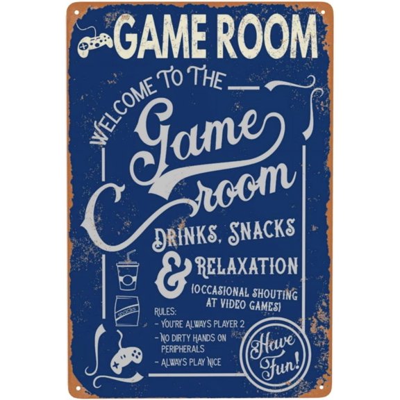 Gamer Room Metal Signs Vintage Wall Decor For Home Man Cave Retro Tin Poster Plaque 12"X8" Inch
