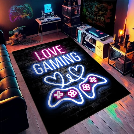 Gamer Rug for Boys Room Non-Slip 3D Cool Printed Gaming Rug for Boys Room,Game Room,Living Room Sofa Floor Mat