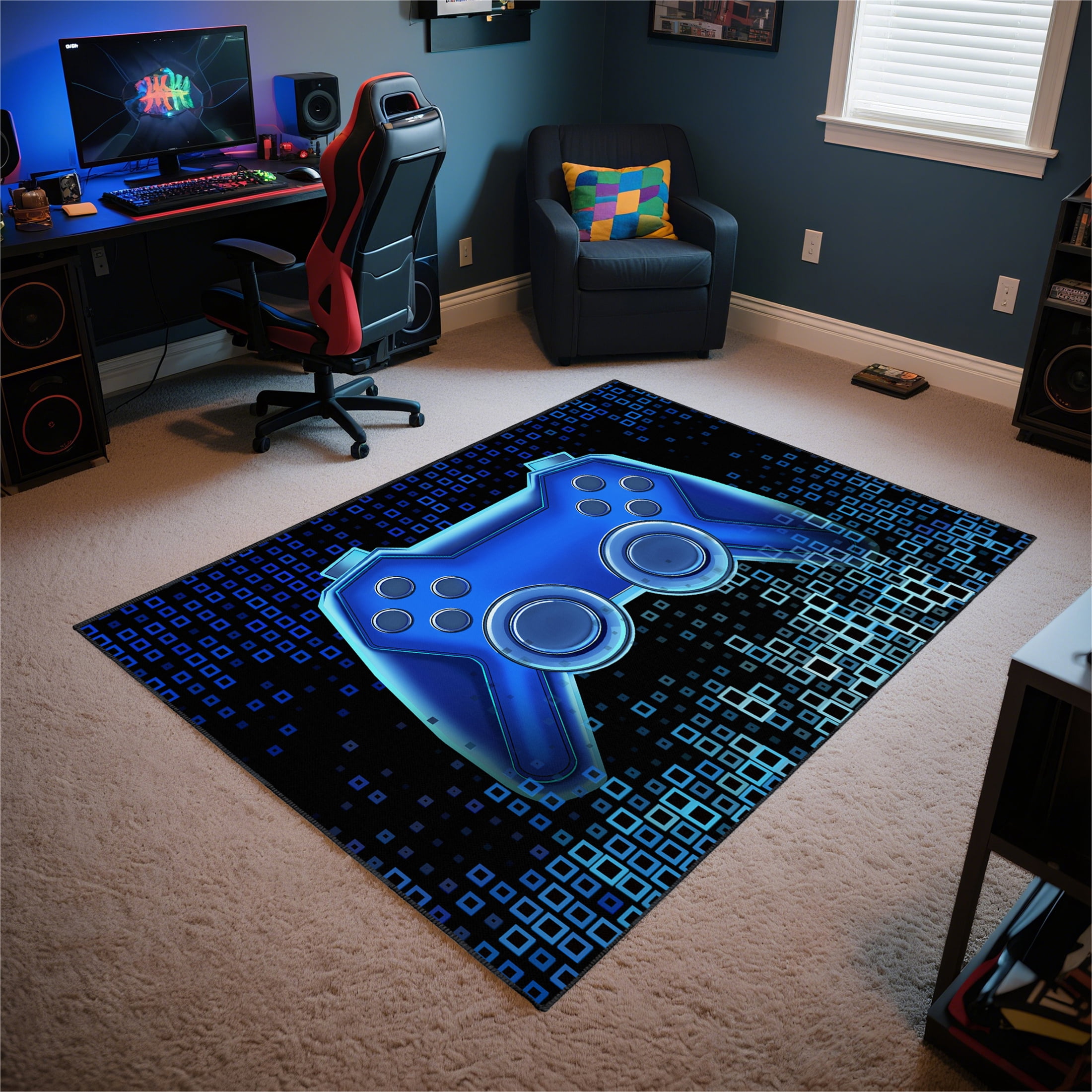 Fun Game Room Rug Gamer Rug for Room,3x5 ft Non-Slip Cool Gaming Carpet for Bedroom ...
