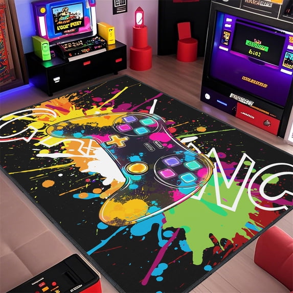 Gamer Rug for Room,5'x7' Gaming Rugs with Non-Slip Backing,Game Room Carpet for Bedroom and Livingroom Decor